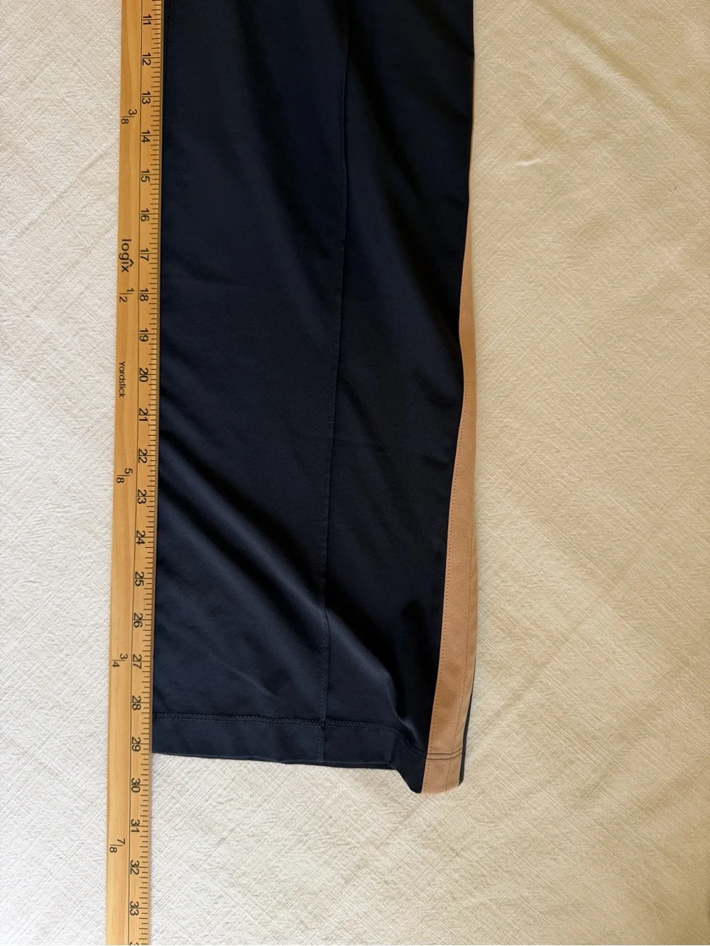 J Jill Fit Women’s Navy Wide-Leg Track Pants with Taupe Side Stripe - Picture 9 of 9